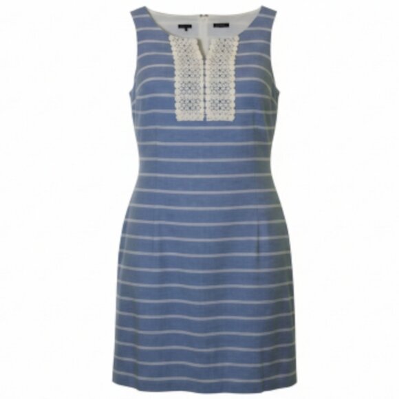 Talbots Dresses & Skirts - Talbots Linen Blend Blue and White Striped Shift Dress Size 14